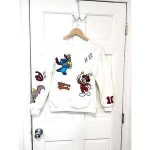 Disney Sweatshirt 100 Years Of Wonder Embroidered Mickey Stitch Dumbo Size S